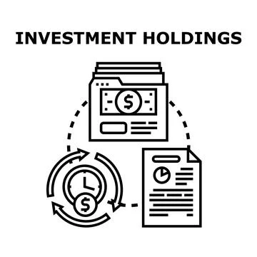 Investment holdings document analysis process concept Stock Illustration