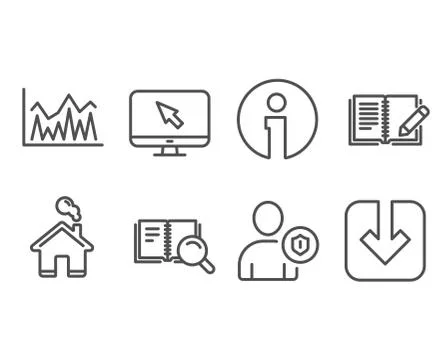 Investment, Internet and Feedback icons. Security, Search book and Load document Stock Illustration