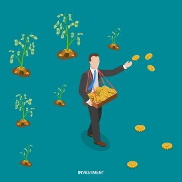 Investment isometric flat vector concept. Stock Illustration