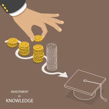 Investment in knowledge flat isometric vector. Stock Illustration