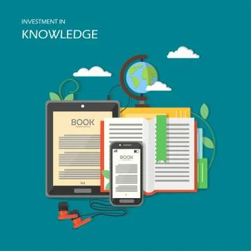 Investment in knowledge vector illustration in flat style Stock Illustration