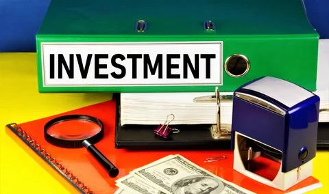 Investment. The label on the folder. Stock Photos