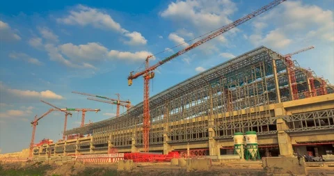 Investment in large scale  construction projects in public transportation Video stock 108588880