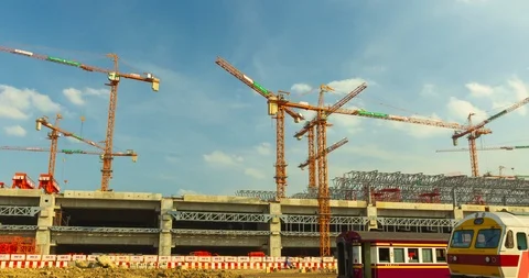 Investment in large scale construction projects in public transportation Stock Footage 108589246
