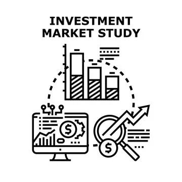 Investment market study process visualizing financial analysis Stock Illustration