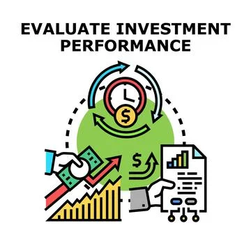 Investment performance evaluation process analyzing revenue growth Stock Illustration