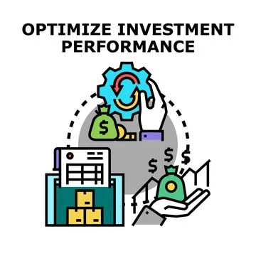 Investment performance optimization process generating financial growth Illustrazione stock