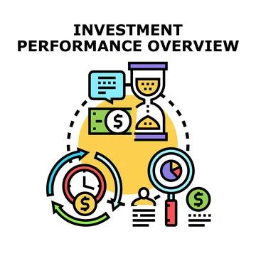 Investment performance overview analyzing financial strategy Stock Illustration