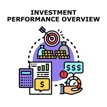 Investment performance overview concept evaluating financial growth strategy Illustrazione stock