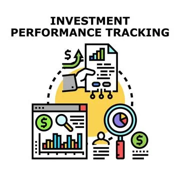 Investment performance tracking digital analysis concept Stock Illustration