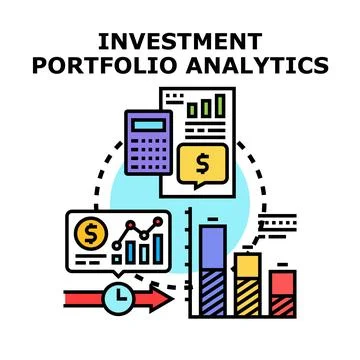 Investment portfolio analytics data financial strategy Illustrazione stock