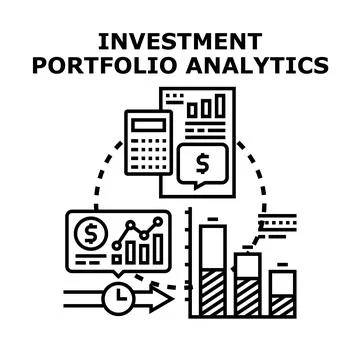 Investment portfolio analytics data financial strategy Stock Illustration