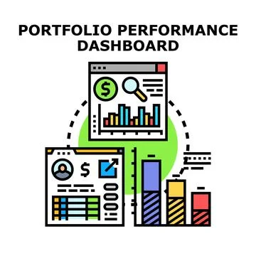 Investment portfolio performance dashboard analyzing financial data Illustrazione stock