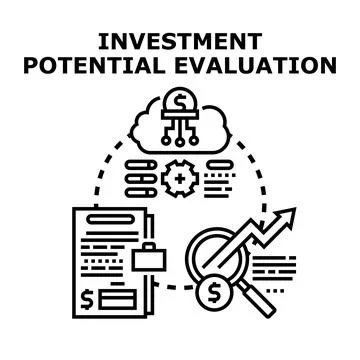 Investment potential evaluation, analyzing financial market growth Illustrazione stock