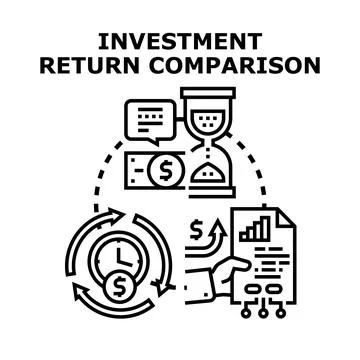 Investment return comparison analyzing financial income growth Illustrazione stock