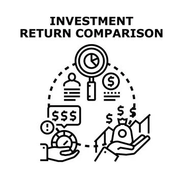 Investment return comparison analyzing financial growth and risk Stockillustratie