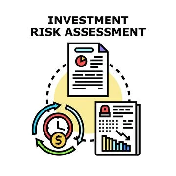 Investment risk assessment process evaluating financial data Stock Illustration