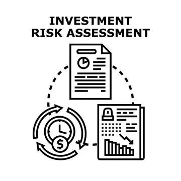 Investment risk assessment process evaluating financial data Stock Illustration