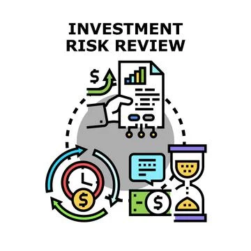 Investment risk review process analyzing financial data Stockillustratie