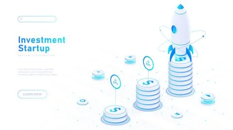 Investment startup white poster vector Stock Illustration
