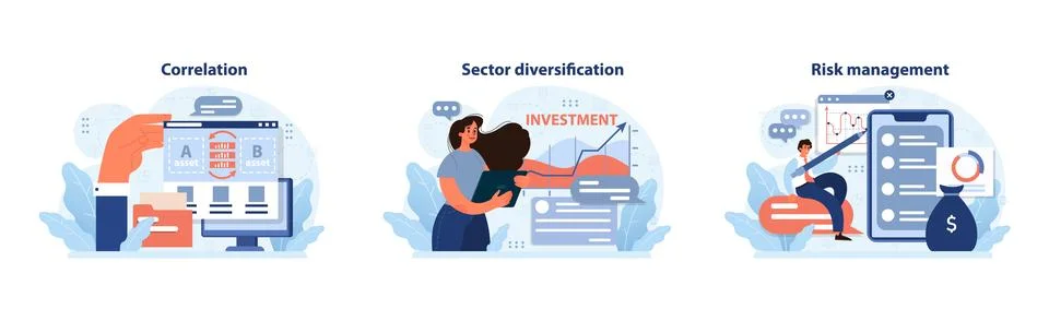 Investment strategy set. Flat vector illustration Illustrazione stock