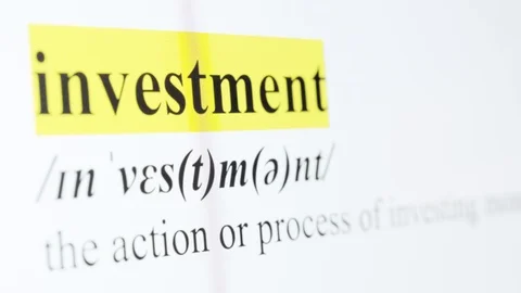 Investment Text Macro Shot Highlighted in Yellow Color On Computer Screen Stock Footage 123224331