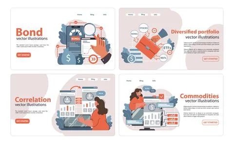 Investment Themes set. Flat vector illustration Stock Illustration