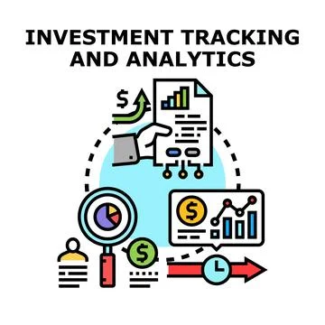 Investment tracking analytics business process financial management Stock Illustration