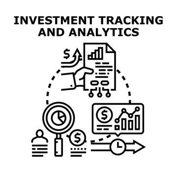 Investment tracking analytics business process financial management Stock Illustration