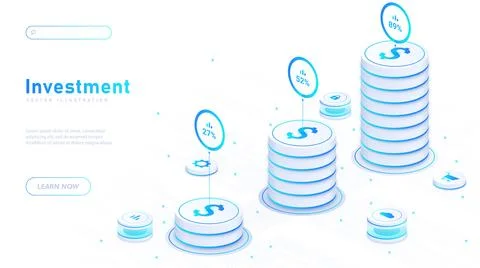 Investment white poster vector Stock Illustration