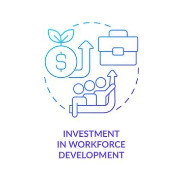 Investment in workforce development blue gradient concept icon Stock Illustration