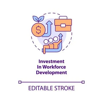 Investment in workforce development concept icon Stock Illustration