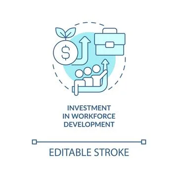 Investment in workforce development turquoise concept icon Stock Illustration