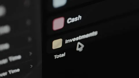Investments category within the user interface of a financial application Stock Footage 329762443