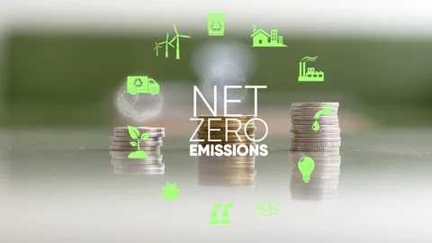 Investments concept.The emblems of the cyclic economy On green backdrop,. Re Stock Footage 244951153