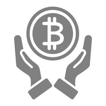 Investments solid icon. Coin in hands vector illustration isolated on white Stockillustratie