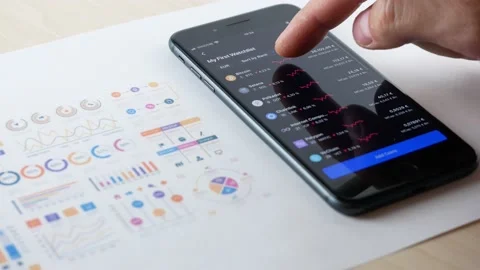 Investor controls cryptocurrencies on exchanges, bitcoin Stock Footage 161264411