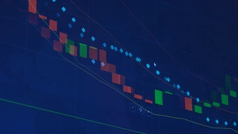 An investor examines a candle chart on a computer screen - closeup from below Video stock 87992936