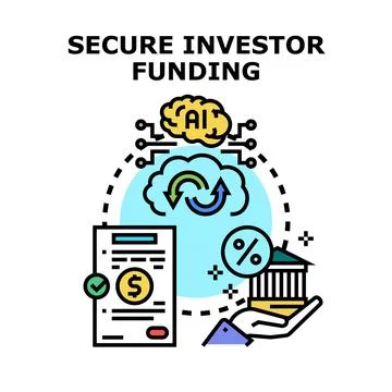 Investor funding securing using artificial intelligence technology Stock Illustration