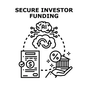 Investor funding securing using artificial intelligence technology Stock Illustration