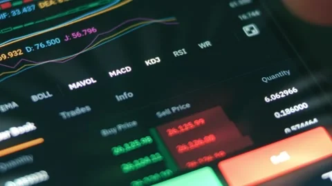 Investor using smart phone analyzing financial data crypto stock market, coin Stock Footage 249935708