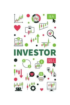 Investor vector illustration or vertical banner in flat style Ilustração Stock