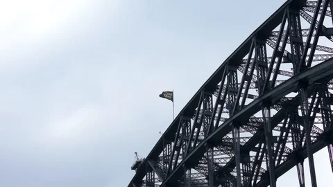 Invictus Games Flag Flying Over Sydney Harbour Bridge Stock Footage 97039532