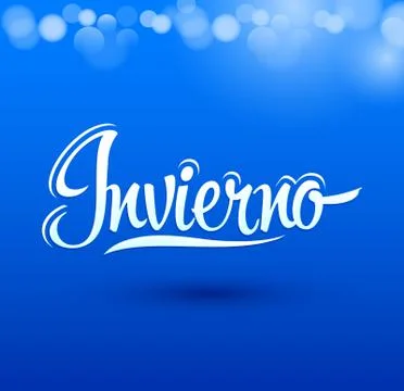 Invierno, Winter spanish text, vector lettering design. Stock Illustration