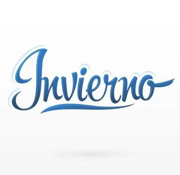 Invierno, Winter spanish text, vector lettering design. Stock Illustration