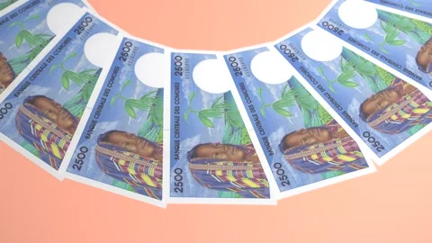 Invigorating Looping Design 2500 Franc Curency of Comoros Stock Footage 304553363