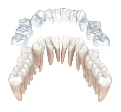 Invisalign braces or invisible retainer make bite correction. Medically accur Stock Illustration
