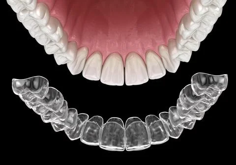 Invisalign braces or invisible retainer. Medically accurate Stock Illustration