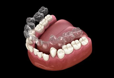 Invisalign braces or invisible retainer make bite correction. Stock Illustration