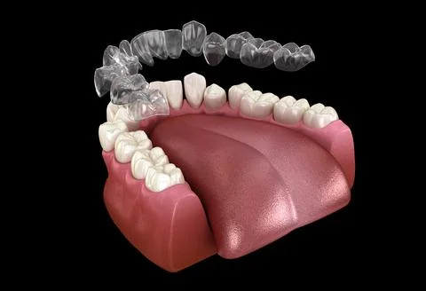 Invisalign braces or invisible retainer make bite correction. Stock Illustration